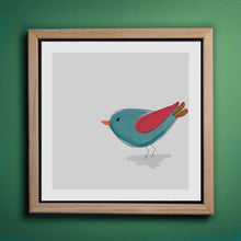 Load image into Gallery viewer, Quirky Bluebird Illustration Art Print-Illustration and Collage Print- by Stephanie Rowan - Lake and River Studio
