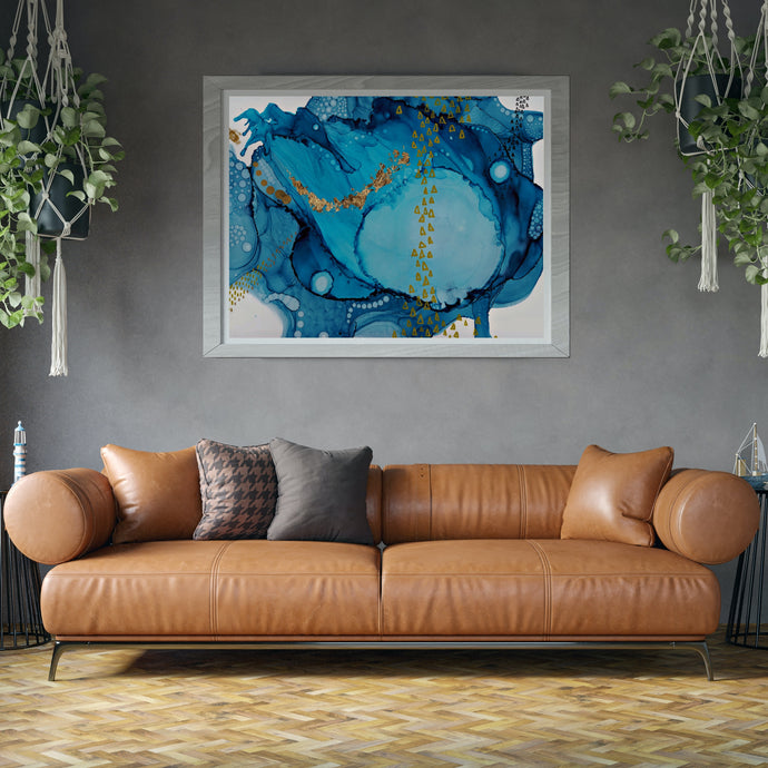 Blue Abstract Map Art Print, Journey of A Lifetime-Abstract Art Prints- by Stephanie Rowan - Lake and River Studio