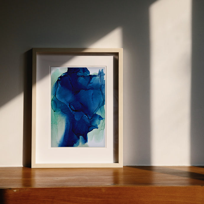 Blue Abstract Art Print, Indigo Dawn-Abstract Art Prints- by Stephanie Rowan - Lake and River Studio