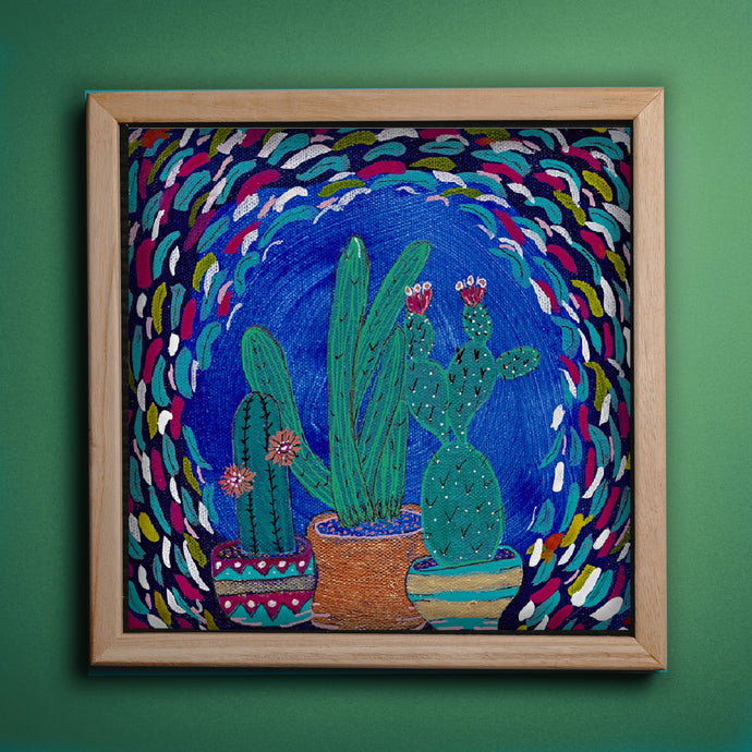 Cactus art, Desert Scene Painting, Giclee, Art print, Landscape, Cactus Odyssey III-Illustration and Collage Print- by Stephanie Rowan - Lake and River Studio