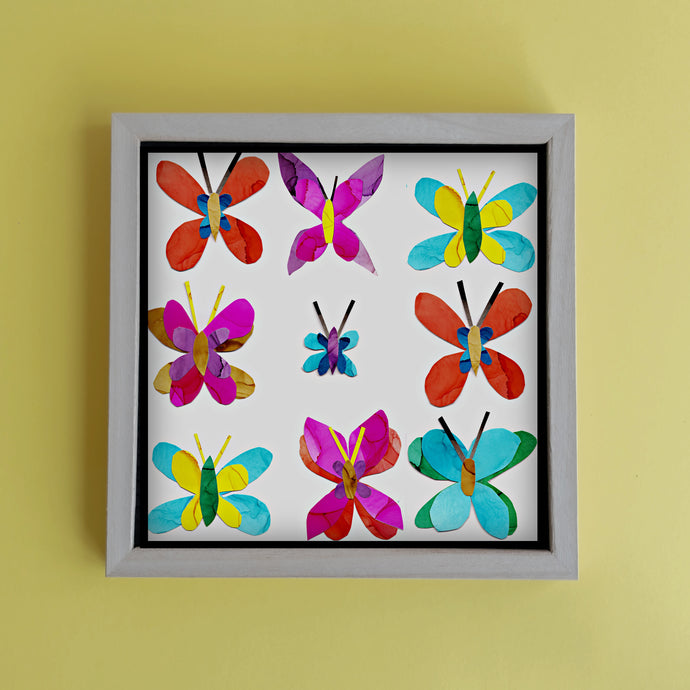Flutterbye Rainbow Butterfly Art Print-Illustration and Collage Print- by Stephanie Rowan - Lake and River Studio