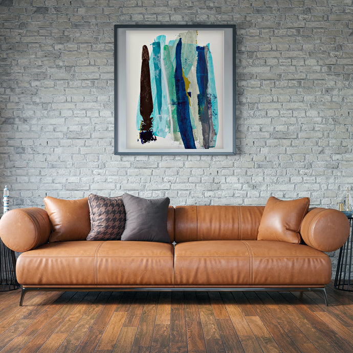 Blue and Green Abstract Print, Forlorn Series 1.2-Abstract Art Prints- by Stephanie Rowan - Lake and River Studio