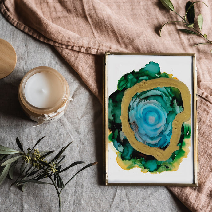 Green and Gold Worm Hole Abstract Art Print-Abstract Art Prints- by Stephanie Rowan - Lake and River Studio
