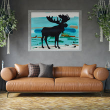 Load image into Gallery viewer, Moose Iron Range Art Print i with Turquoise-Prints- by Stephanie Rowan - Lake and River Studio
