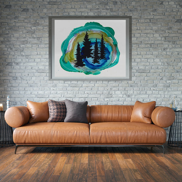 Norway Pines Surreal Silhouettes Art Print Green-Prints- by Stephanie Rowan - Lake and River Studio