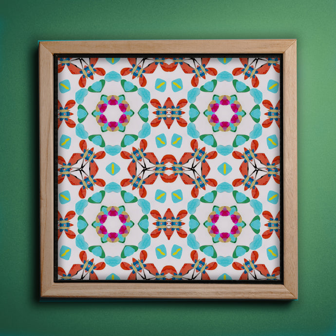 Orange Cyan Kaleidoscope pattern Art Print-Pattern Art Print- by Stephanie Rowan - Lake and River Studio
