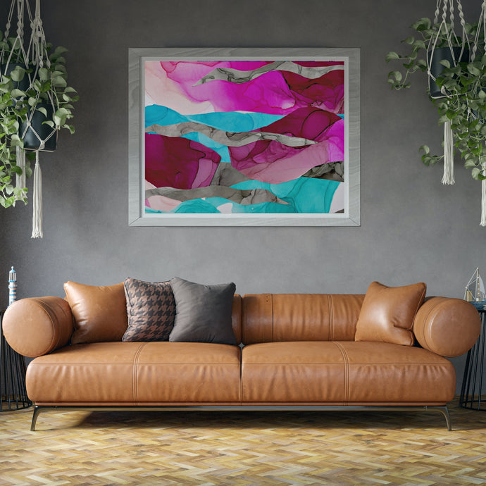 Pink and Turquoise Abstract Art Print, Our Love Is-Abstract Art Prints- by Stephanie Rowan - Lake and River Studio