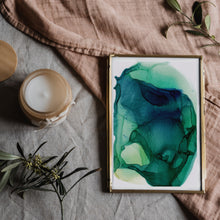 Load image into Gallery viewer, Teal and Hunter Green Abstract Art Print, Hunting III-Abstract Art Prints- by Stephanie Rowan - Lake and River Studio
