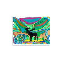 Load image into Gallery viewer, Psychedelic Moose Silhouette 3 Art Print Gold Journey- by Stephanie Rowan - Lake and River Studio
