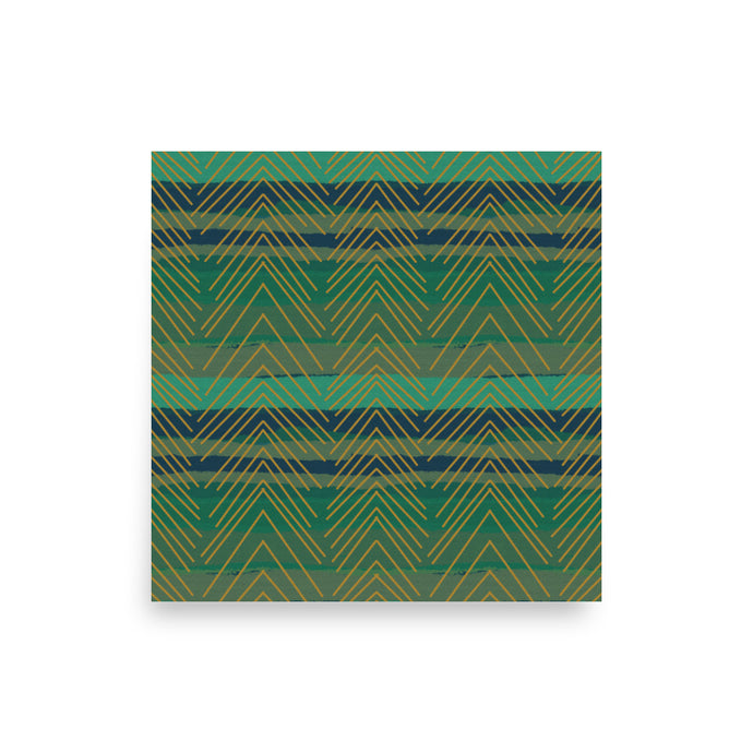 Gold Arrow , Abstract Pattern, Forest Green Background- by Stephanie Rowan - Lake and River Studio