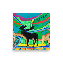 Load image into Gallery viewer, Psychedelic Moose Silhouette 3 Art Print Gold Journey- by Stephanie Rowan - Lake and River Studio

