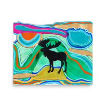 Load image into Gallery viewer, Psychedelic Moose Silhouette 2 Art Print Green Path- by Stephanie Rowan - Lake and River Studio
