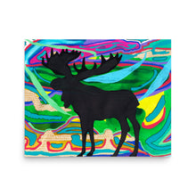 Load image into Gallery viewer, Psychedelic Moose of Minnesota Silhouette Art Print- by Stephanie Rowan - Lake and River Studio
