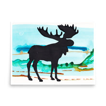 Load image into Gallery viewer, Moose Iron Range Art Print i with Turquoise- by Stephanie Rowan - Lake and River Studio
