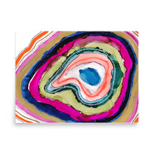 Load image into Gallery viewer, Agate Slice Geode Abstract Painting Art Print Red Gold Magenta- by Stephanie Rowan - Lake and River Studio
