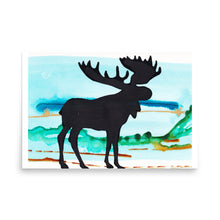 Load image into Gallery viewer, Moose Iron Range Art Print i with Turquoise- by Stephanie Rowan - Lake and River Studio
