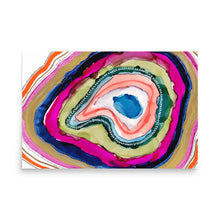 Load image into Gallery viewer, Agate Slice Geode Abstract Painting Art Print Red Gold Magenta- by Stephanie Rowan - Lake and River Studio
