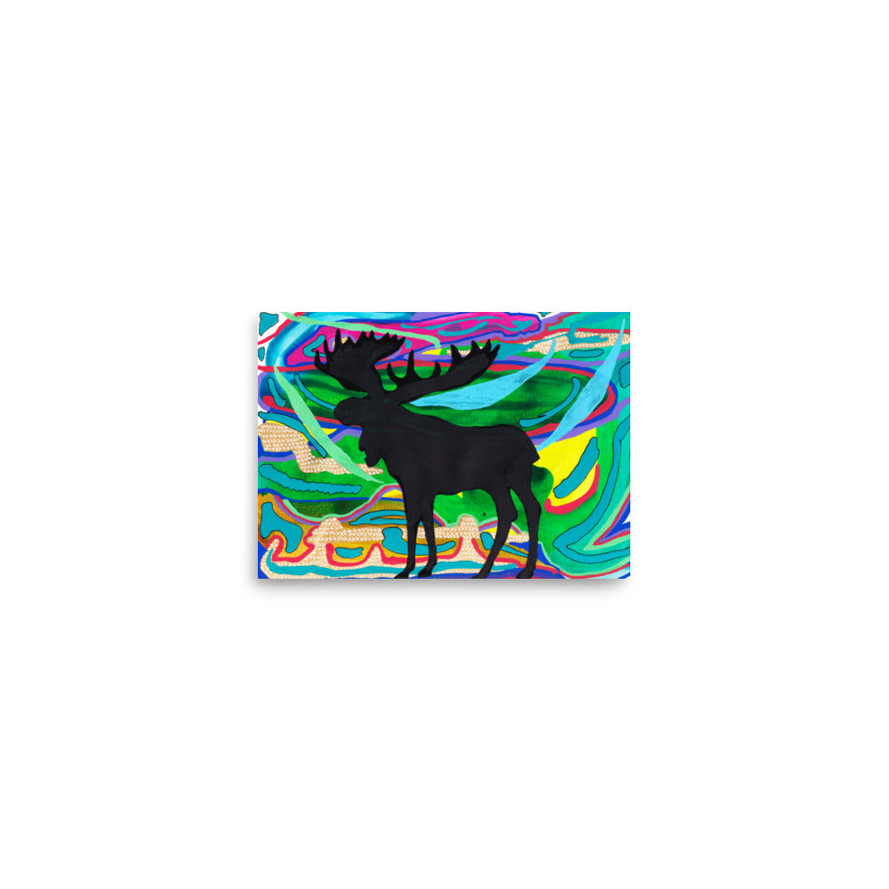 Psychedelic Moose of Minnesota Silhouette Art Print- by Stephanie Rowan - Lake and River Studio