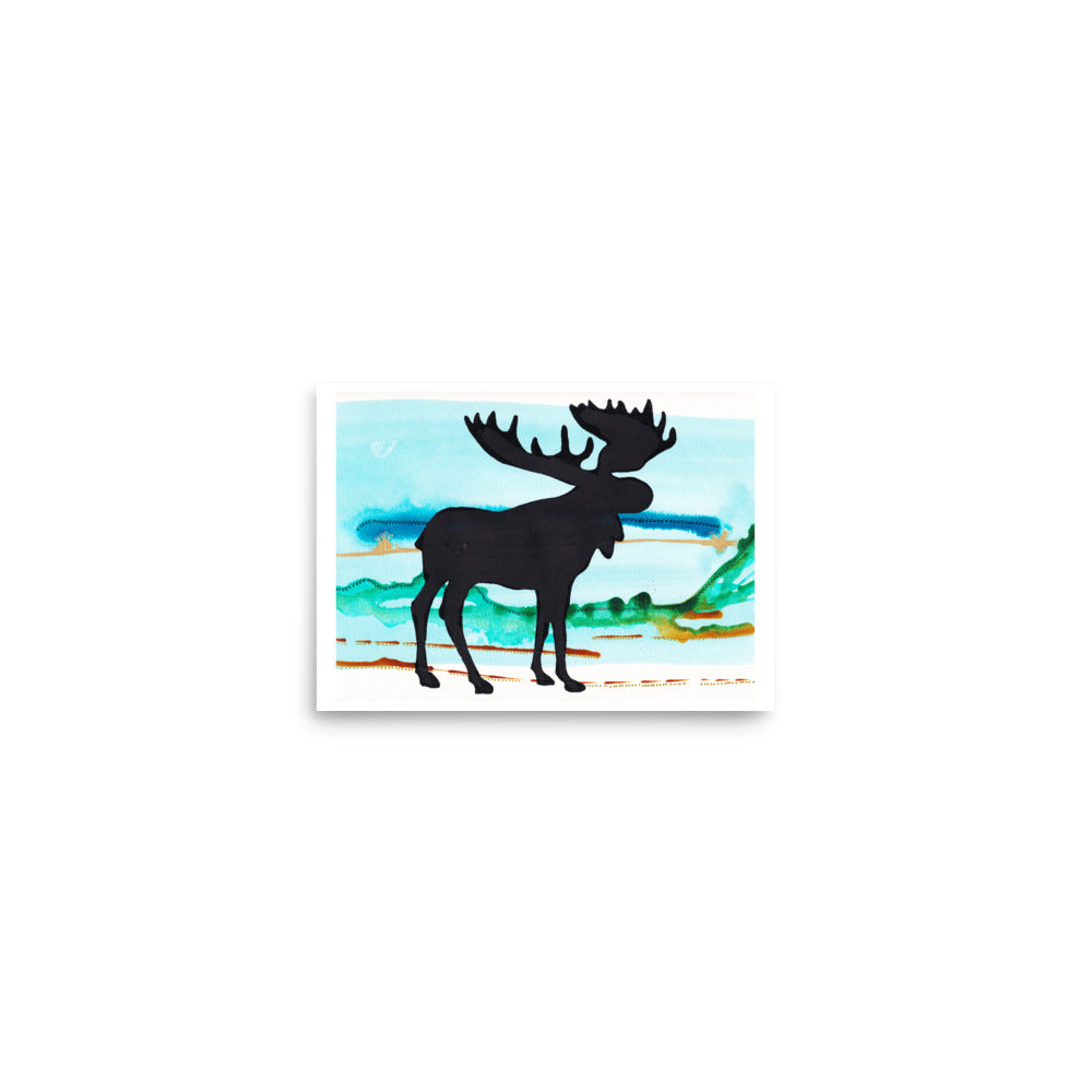 Moose Iron Range Art Print i with Turquoise- by Stephanie Rowan - Lake and River Studio