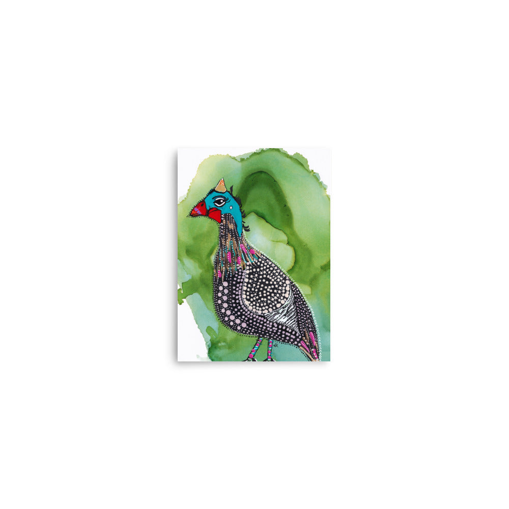 Fiesta Guinea Fowl Hen Bird 1 Art Print- by Stephanie Rowan - Lake and River Studio