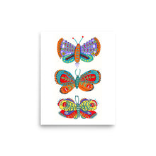 Load image into Gallery viewer, Folk Art Style Butterfly Trio Illustration Art Print-Illustration and Collage Print- by Stephanie Rowan - Lake and River Studio
