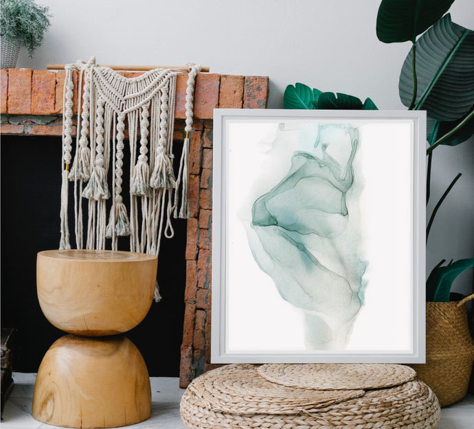 Seafoam Green Abstract Art Print, Teal Fade-Abstract Art Prints- by Stephanie Rowan - Lake and River Studio