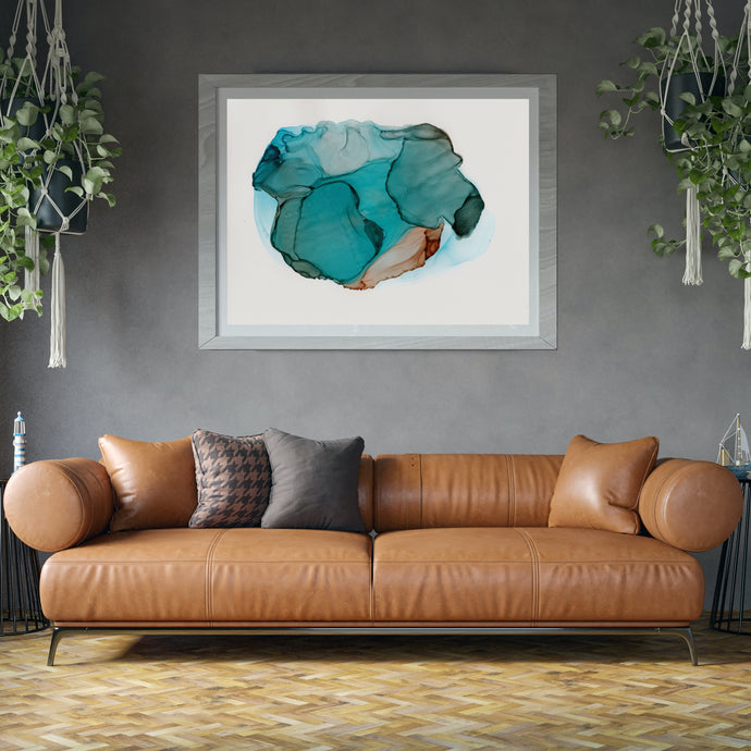 Teal and Burnt Orange Abstract Print, All That Shows-Abstract Art Prints- by Stephanie Rowan - Lake and River Studio