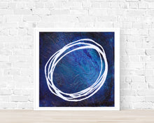 Load image into Gallery viewer, Blue White Enso Abstract Art Print, Infinity-Abstract Art Prints- by Stephanie Rowan - Lake and River Studio

