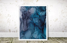 Load image into Gallery viewer, Dark Blue Black Gloomy Abstract Art Print , Dark Abyss-Prints- by Stephanie Rowan - Lake and River Studio
