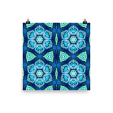 Load image into Gallery viewer, Blue Mandala with Green Turquoise Pattern Art print-Prints- by Stephanie Rowan - Lake and River Studio
