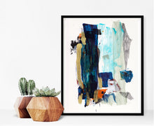 Load image into Gallery viewer, Indigo Blue and Gold Abstract Art Print, Forlorn series 1.1-Prints- by Stephanie Rowan - Lake and River Studio
