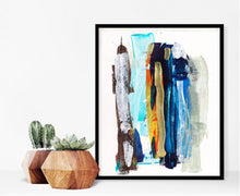 Load image into Gallery viewer, Deep Blue and Gold Abstract Art Print, Forlorn Series 1.4-Prints- by Stephanie Rowan - Lake and River Studio
