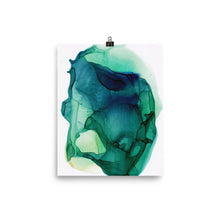 Load image into Gallery viewer, Teal and Hunter Green Abstract Art Print, Hunting III-Prints- by Stephanie Rowan - Lake and River Studio
