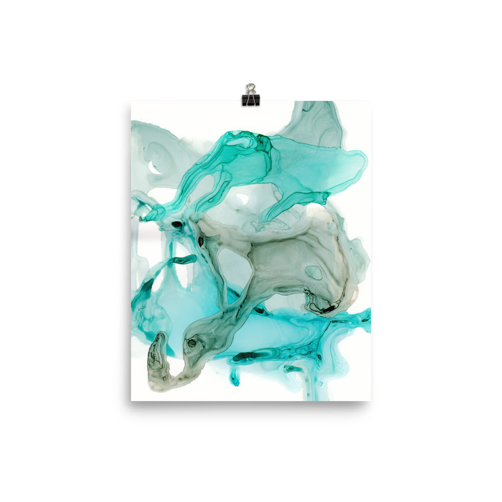 Aqua Blue and Sea Green Abstract Art print, Aqua Life-Abstract Art Prints- by Stephanie Rowan - Lake and River Studio