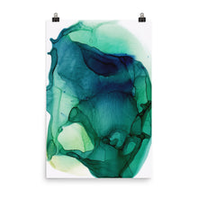 Load image into Gallery viewer, Teal and Hunter Green Abstract Art Print, Hunting III-Prints- by Stephanie Rowan - Lake and River Studio
