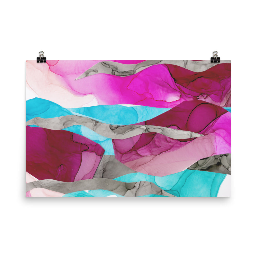Pink and Turquoise Abstract Art Print, Our Love Is-Prints- by Stephanie Rowan - Lake and River Studio
