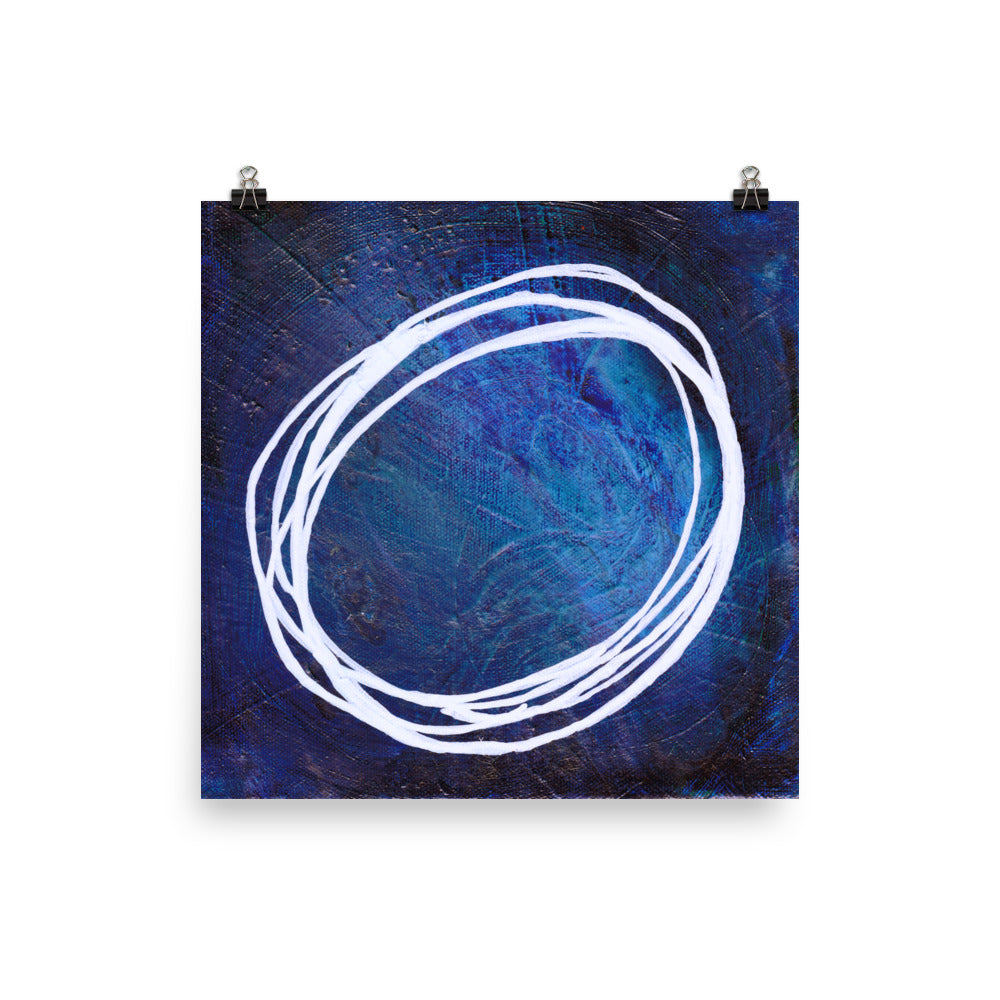 Blue White Enso Abstract Art Print, Infinity-Abstract Art Prints- by Stephanie Rowan - Lake and River Studio
