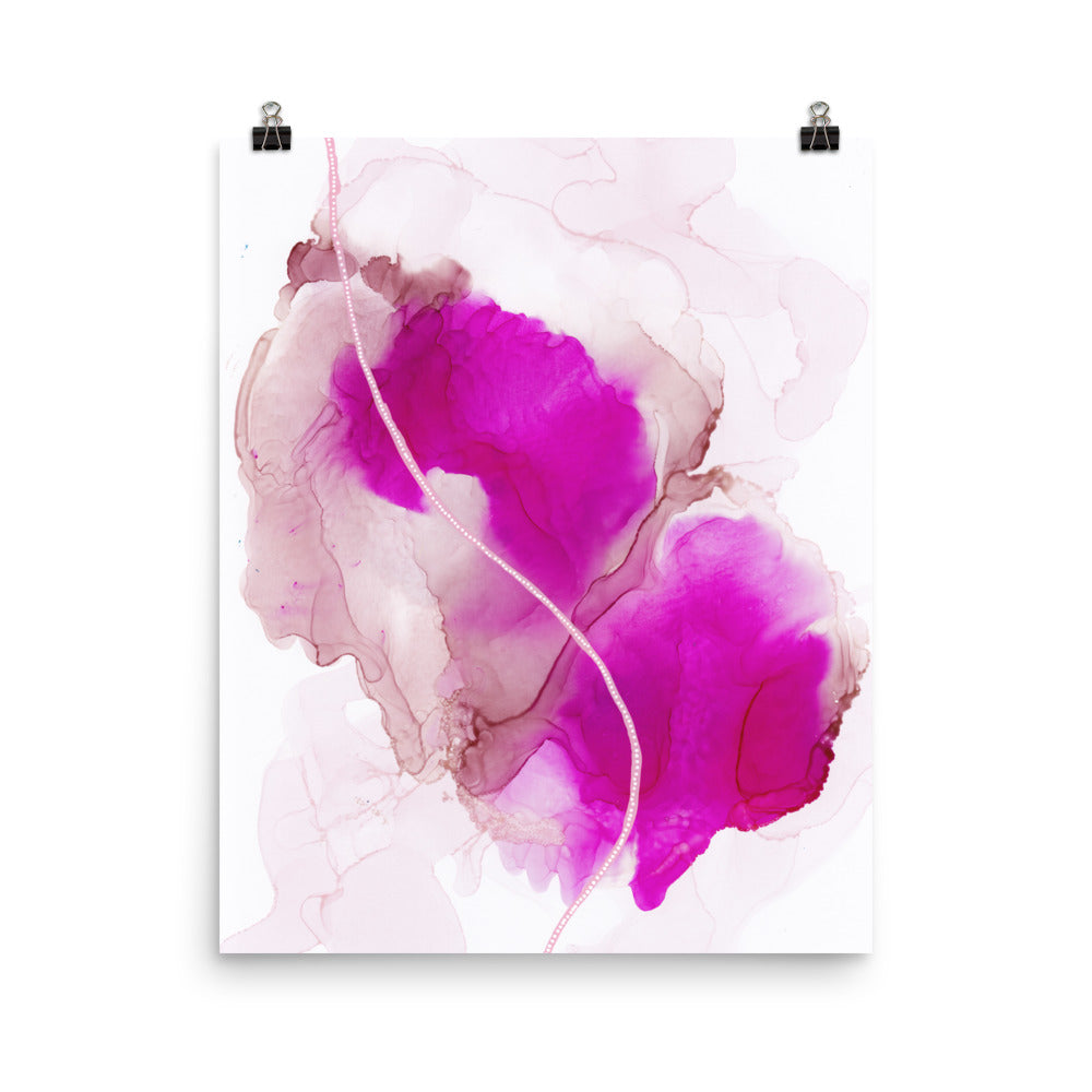Pink and Burgundy Abstract Art Print, Here She Comes-Prints- by Stephanie Rowan - Lake and River Studio