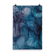 Load image into Gallery viewer, Dark Blue Black Gloomy Abstract Art Print , Dark Abyss-Prints- by Stephanie Rowan - Lake and River Studio
