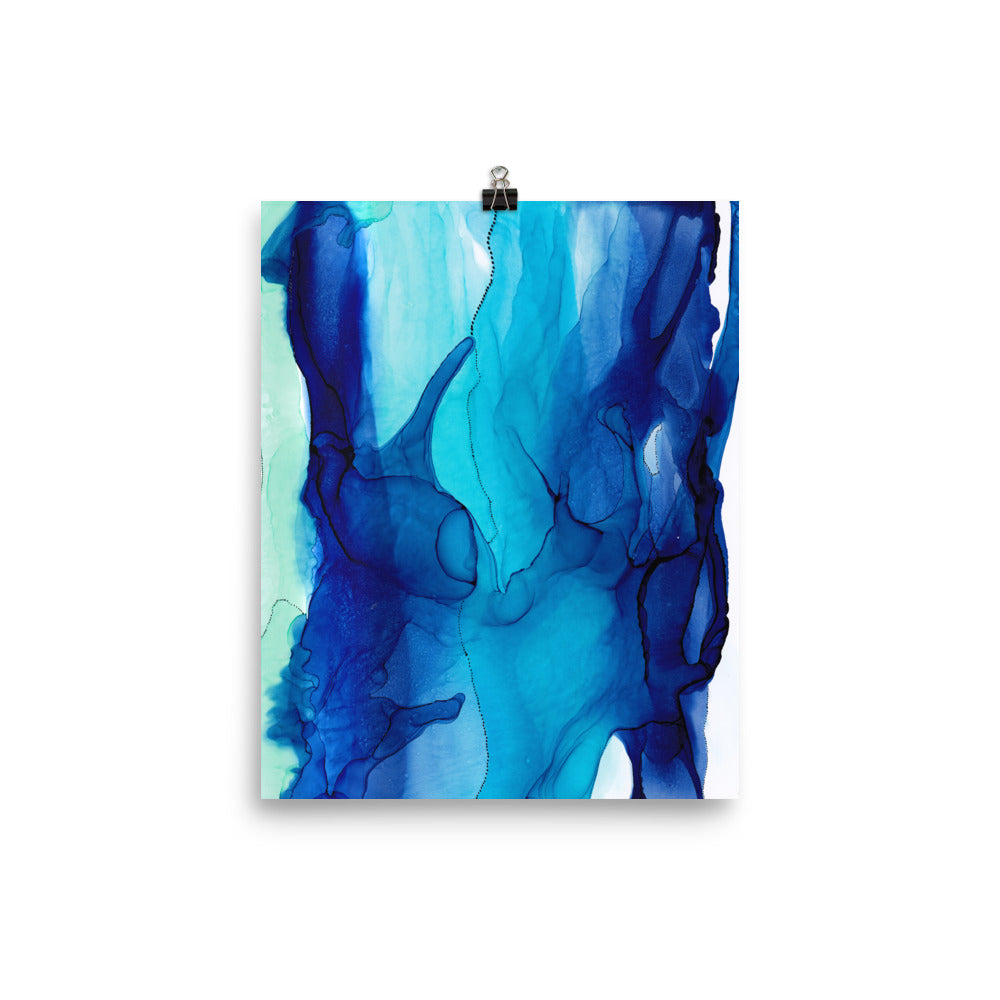 Dark Blue Abstract Art Print, The deep-Prints- by Stephanie Rowan - Lake and River Studio