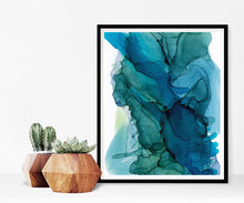Load image into Gallery viewer, Teal and Green Abstract Art Print, Walked Away-Prints- by Stephanie Rowan - Lake and River Studio
