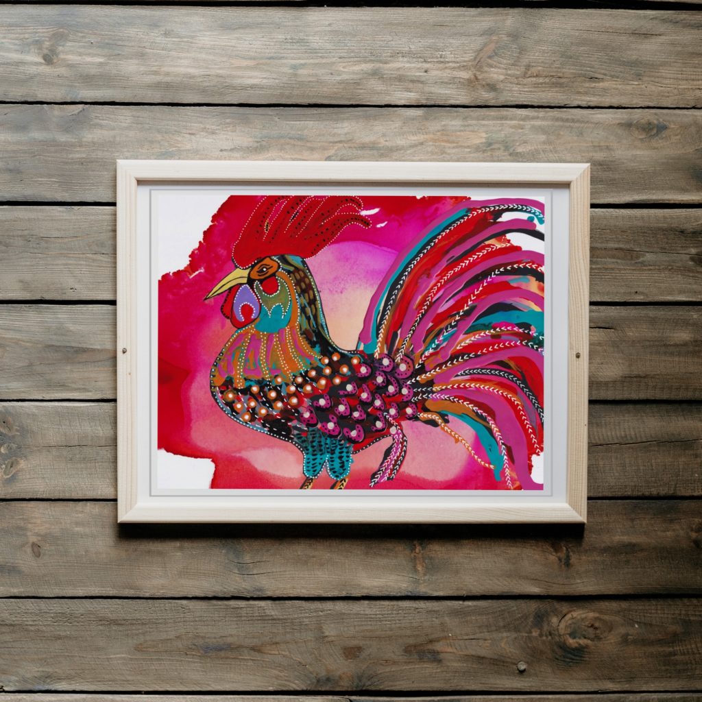 impressionistic rooster painting minnesota