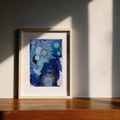 Blue Bubbles Reef Abstract Art Print, Carry Me Away in frame 1200