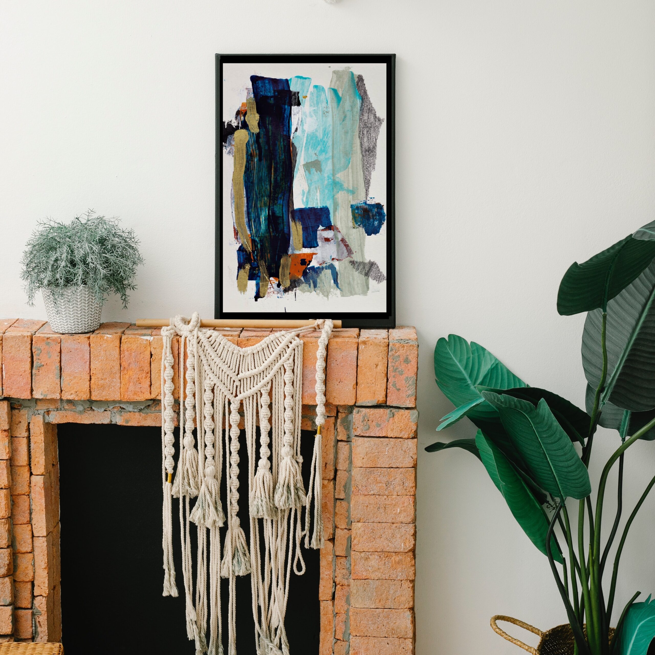 Dark Blue and Gold Art Print, Large Abstract Art Print, Forlorn 1.1